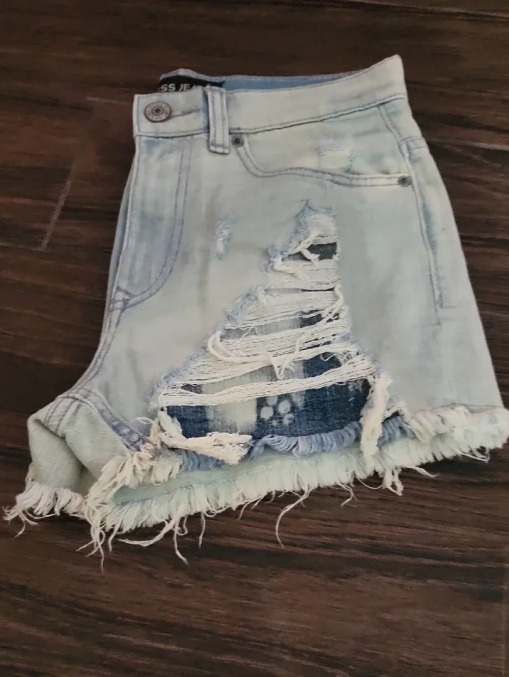Express Light Wash Distressed Denim Shorts